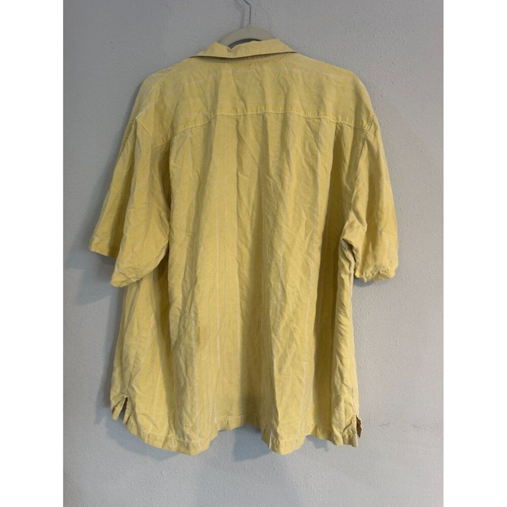 VTG 100% Silk Tommy Bahama Hawaiian Shirt Men’s L Yellow Camp Tropical Vacation - Picture 4 of 6